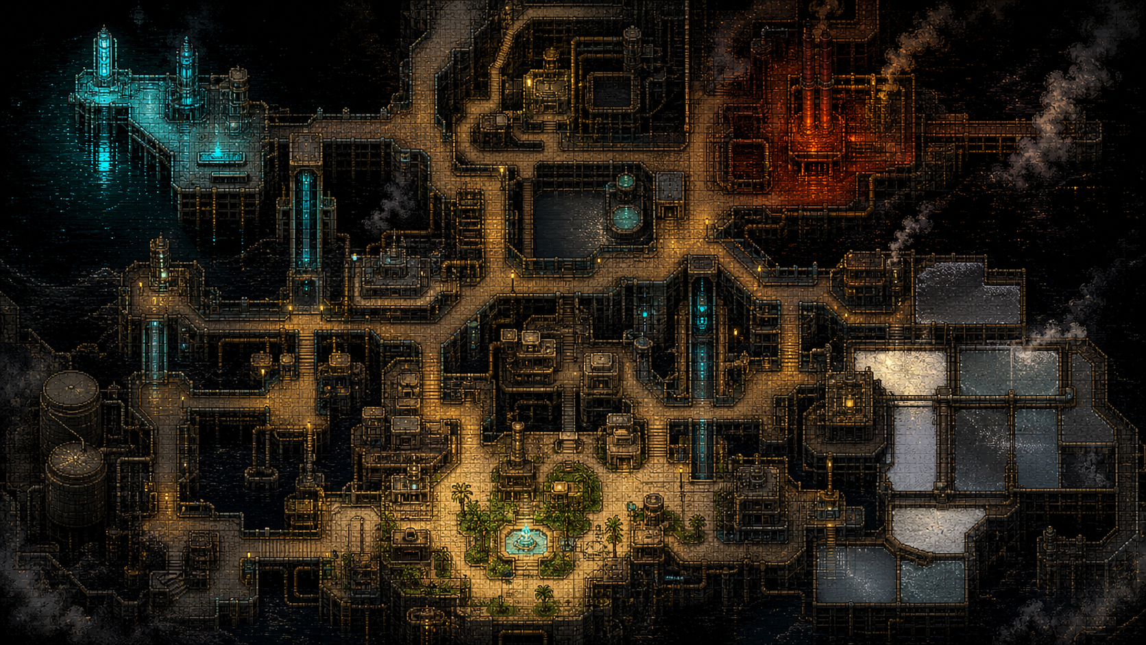 Top-down view of Brineside, Sodium's industrial district
